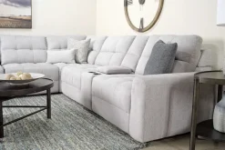 Mor Furniture Bryce 7 Piece Power Sliding Sectional W/ Power Armless Slider In Savannah Coin