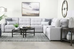 Mor Furniture Bryce 7 Piece Power Sliding Sectional W/ Power Armless Slider In Savannah Coin