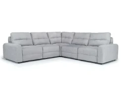 Mor Furniture Bryce 5 Piece Power Sliding Sectional W/ Power Armless Slider In Savannah Coin