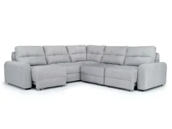 Mor Furniture Bryce 5 Piece Power Sliding Sectional W/ Power Armless Slider In Savannah Coin