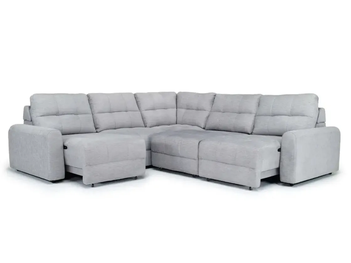 Mor Furniture Bryce 5 Piece Power Sliding Sectional W/ Power Armless Slider In Savannah Coin