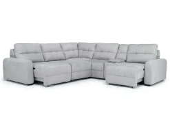 Mor Furniture Bryce 6 Piece Power Sliding Sectional W/ Power Armless Slider In Savannah Coin