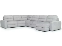 Mor Furniture Bryce 6 Piece Power Storage Chaise Sectional In Savannah Coin, Left Facing
