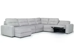 Mor Furniture Bryce 6 Piece Power Storage Chaise Sectional In Savannah Coin, Left Facing