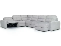 Mor Furniture Bryce 6 Piece Power Storage Chaise Sectional In Savannah Coin, Left Facing