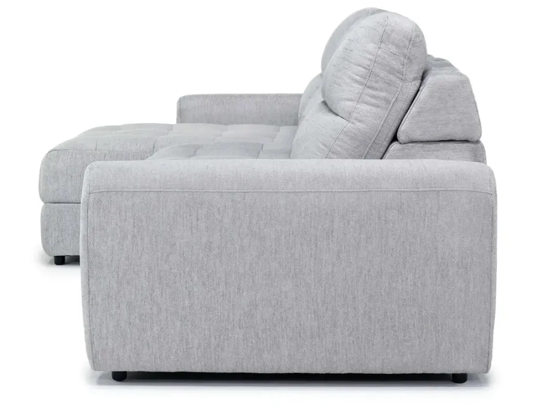 Mor Furniture Bryce Power Slider Sofa Storage Chaise In Savannah Coin, Left Facing