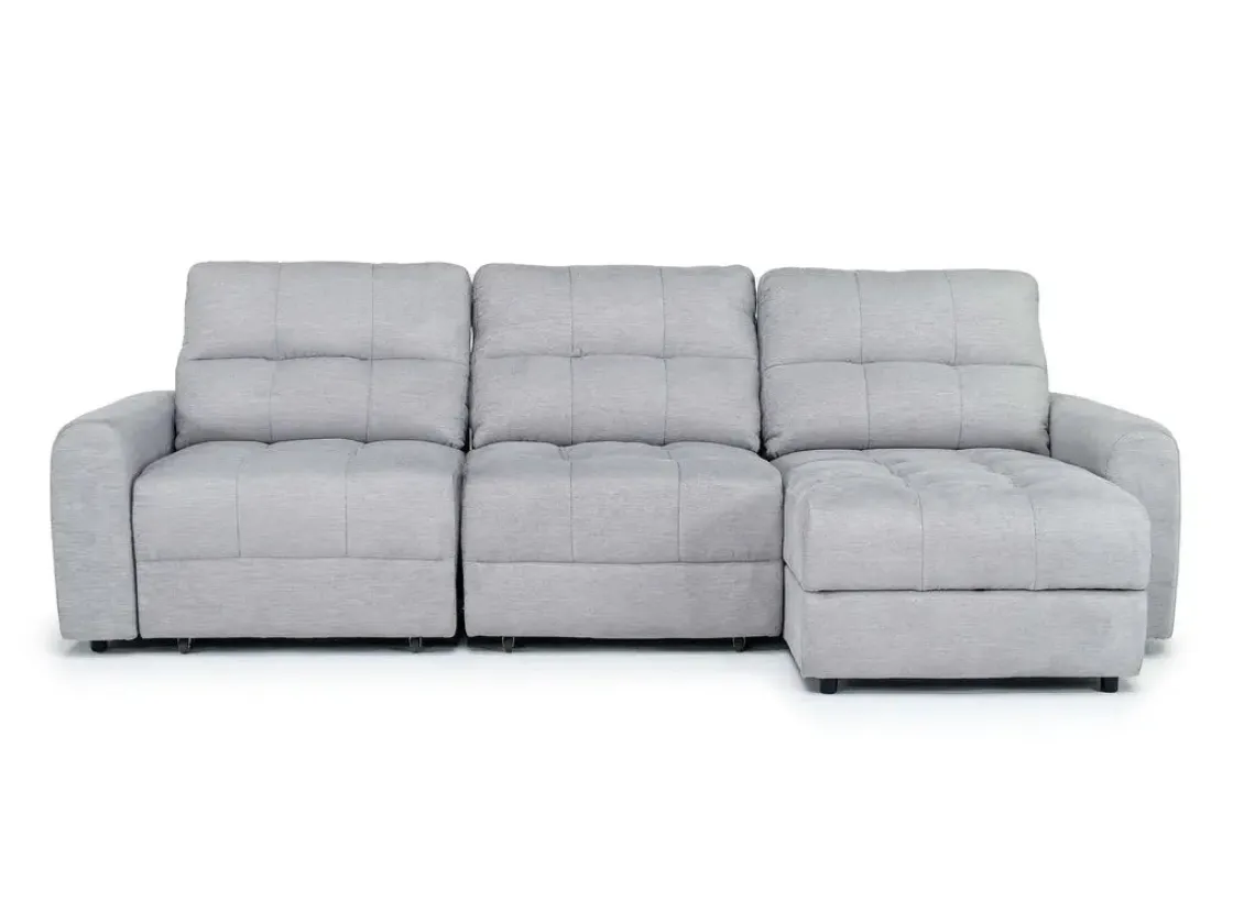 Mor Furniture Bryce Power Slider Sofa Storage Chaise In Savannah Coin, Left Facing
