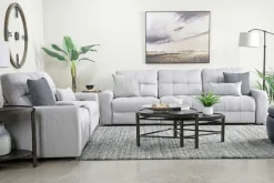 Mor Furniture Bryce Power Sliding Console Loveseat In Savannah Coin