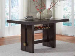 Mor Furniture Burkhaus Counter Height Dining Table & 4 Stools In Biege/Dark Brown