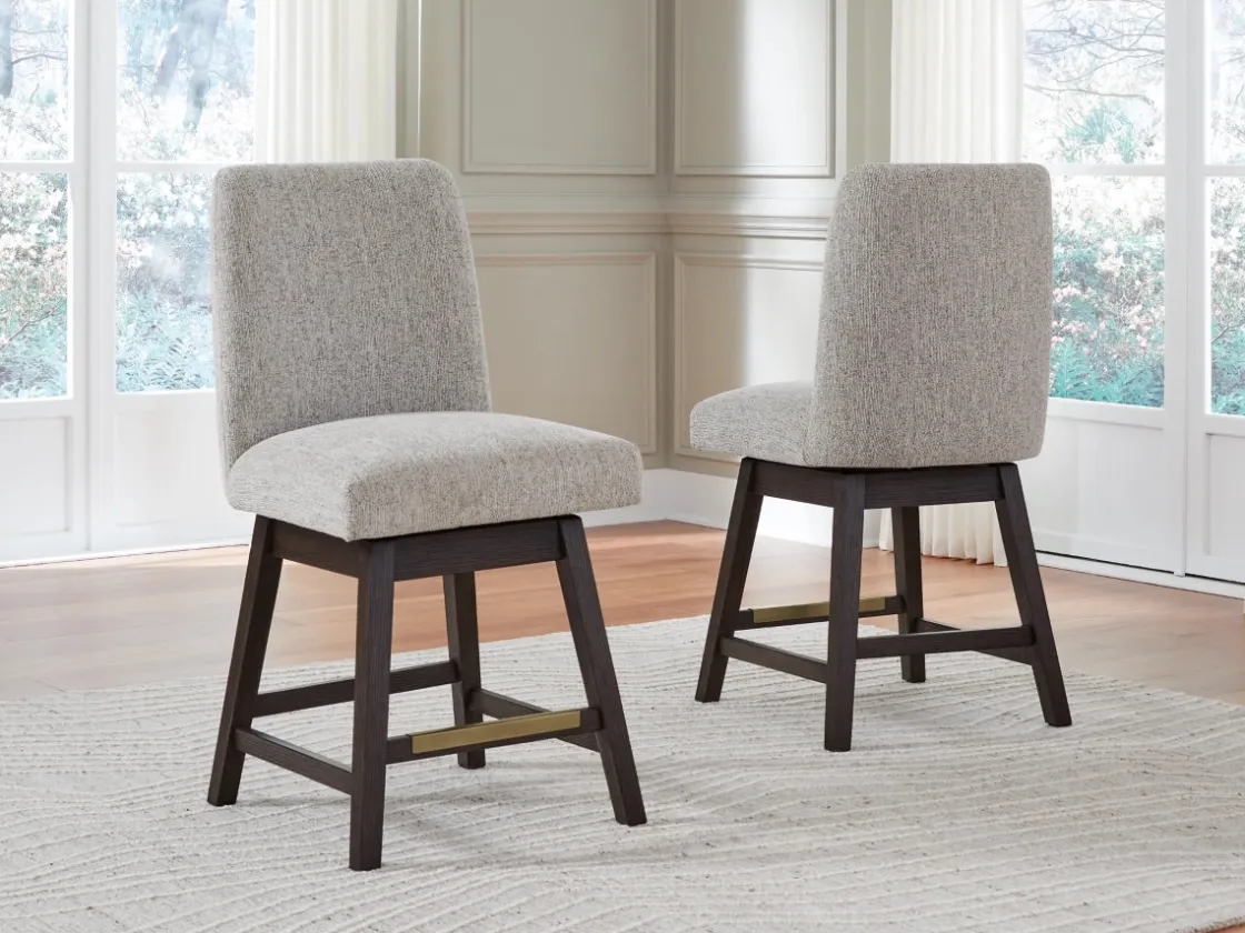 Mor Furniture Burkhaus Counter Height Dining Table & 4 Stools In Biege/Dark Brown