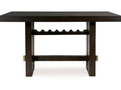 Mor Furniture Burkhaus Counter Height Dining Table & 6 Stools In Beige/Dark Brown