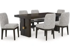Mor Furniture Burkhaus Extendable Dining Table & 6 Chairs In Biege/Dark Brown