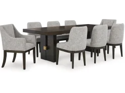 Mor Furniture Burkhaus Extendable Dining Table, 6 Chairs & 2 Arm Chairs In Biege/Dark Brown