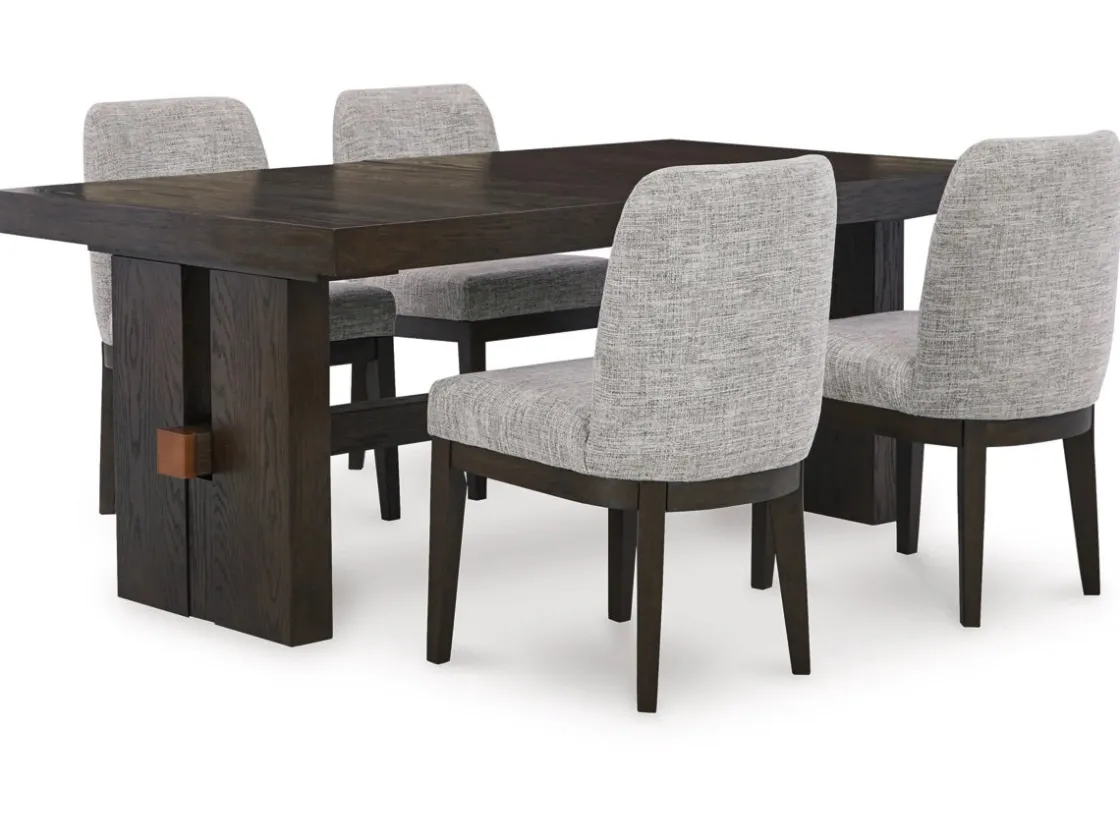 Mor Furniture Burkhaus Extendable Dining Table & 4 Chairs In Biege/Dark Brown