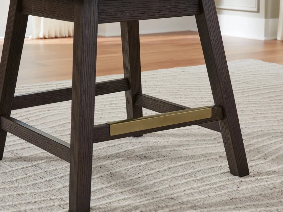 Mor Furniture Burkhaus Upholstered Counter Height Swivel Stool In Beige/Dark Brown