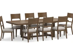 Mor Furniture Cabalynn Extendable Dining Table & 8 Chairs In Light Brown