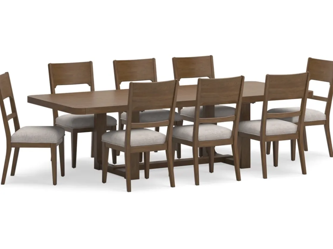 Mor Furniture Cabalynn Extendable Dining Table & 8 Chairs In Light Brown