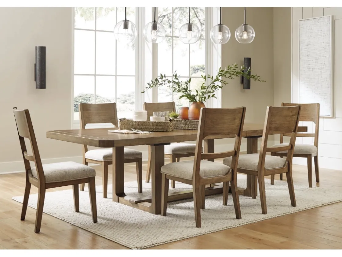 Mor Furniture Cabalynn Extendable Dining Table & 6 Chairs In Light Brown
