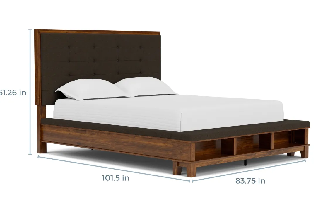 Mor Furniture Cagney Upholstered Panel Bed W/ Storage, Dresser, Mirror & Nightstand In Gray, Queen