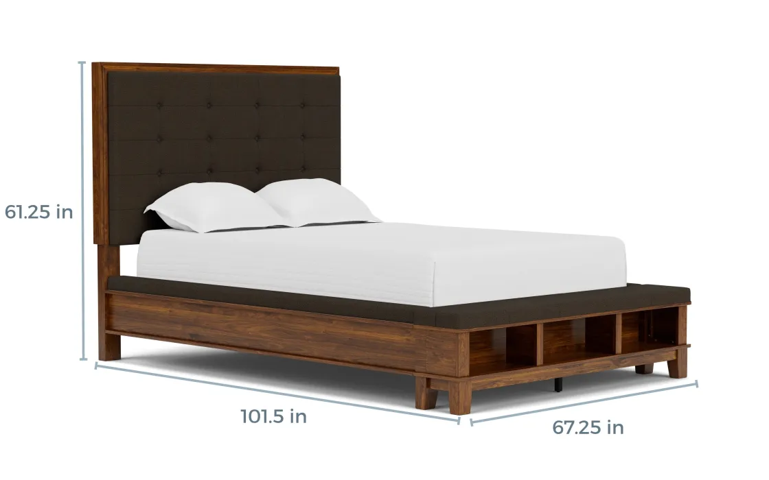 Mor Furniture Cagney Upholstered Panel Bed W/ Storage, Dresser, Mirror & Nightstand In Gray, Queen