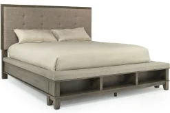 Mor Furniture Cagney Upholstered Panel Bed W/ Storage, Dresser, Mirror & Nightstand In Gray, Queen