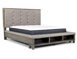 Mor Furniture Cagney Upholstered Panel Bed W/ Storage, Dresser, Mirror & Nightstand In Gray, Queen