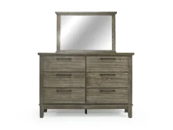 Mor Furniture Cagney Upholstered Panel Bed W/ Storage, Dresser, Mirror & Nightstand In Gray, Queen