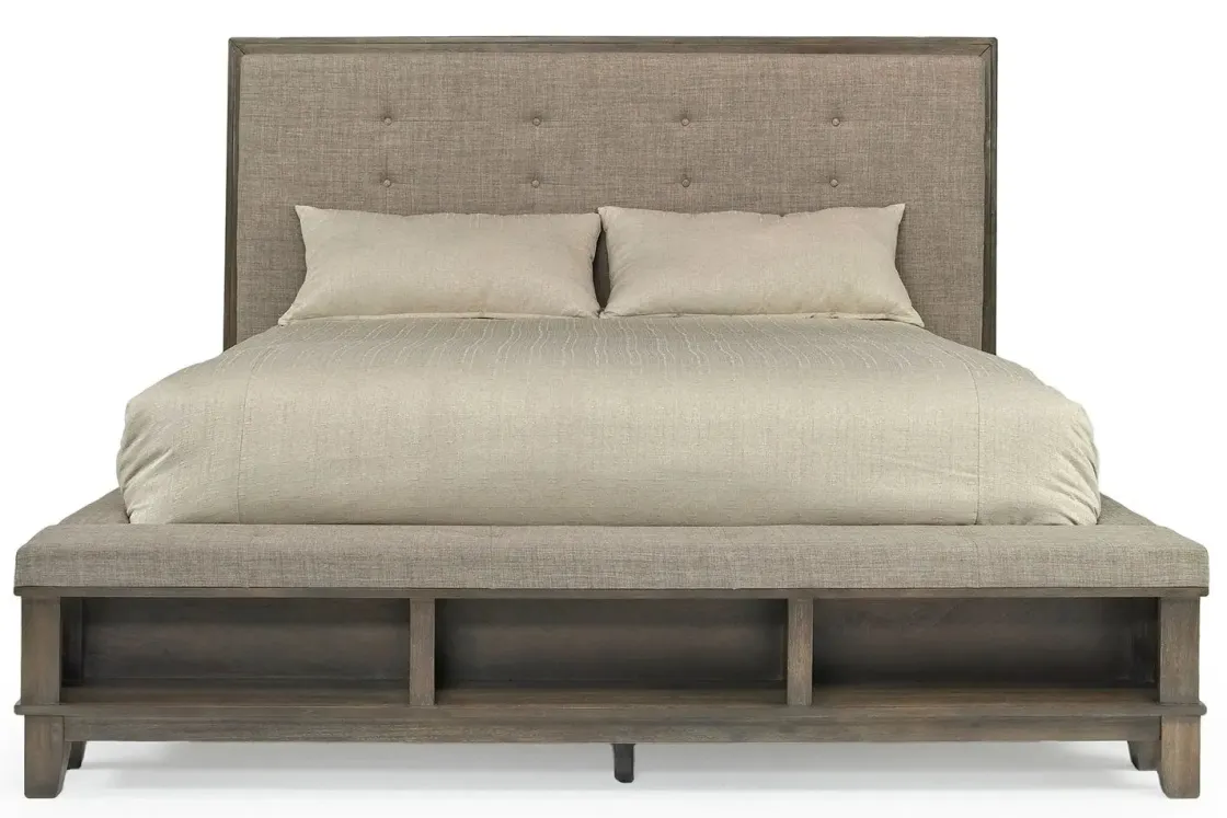 Mor Furniture Cagney Upholstered Panel Bed W/ Storage In Gray, Queen