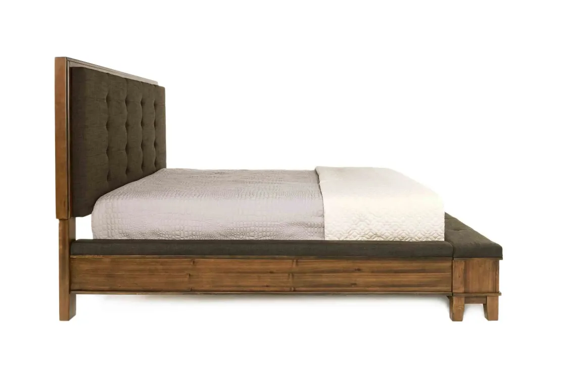 Mor Furniture Cagney Upholstered Panel Bed W/ Storage In Gray, Queen