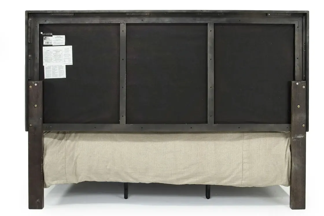 Mor Furniture Cagney Upholstered Panel Bed W/ Storage In Gray, Queen