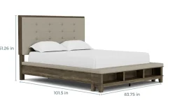 Mor Furniture Cagney Upholstered Panel Bed W/ Storage In Gray, Queen