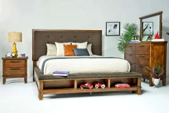 Mor Furniture Cagney Upholstered Panel Bed W/ Storage In Gray, Queen