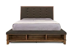 Mor Furniture Cagney Upholstered Panel Bed W/ Storage In Gray, Queen