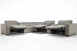 Mor Furniture Cam 6 Piece 2 Power Theater Sectional W/ 2 Power Armless Recliner & Immersive Sound In Ajax Smoke Leather