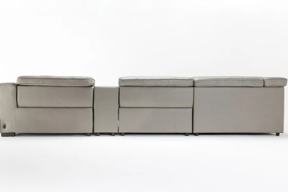 Mor Furniture Cam 6 Piece 2 Power Theater Sectional W/ 2 Power Armless Recliner & Immersive Sound In Ajax Smoke Leather