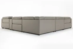 Mor Furniture Cam 6 Piece 2 Power Theater Sectional W/ 2 Power Armless Recliner & Immersive Sound In Ajax Smoke Leather
