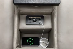 Mor Furniture Cam 6 Piece 2 Power Theater Sectional W/ Immersive Sound In Ajax Smoke Leather
