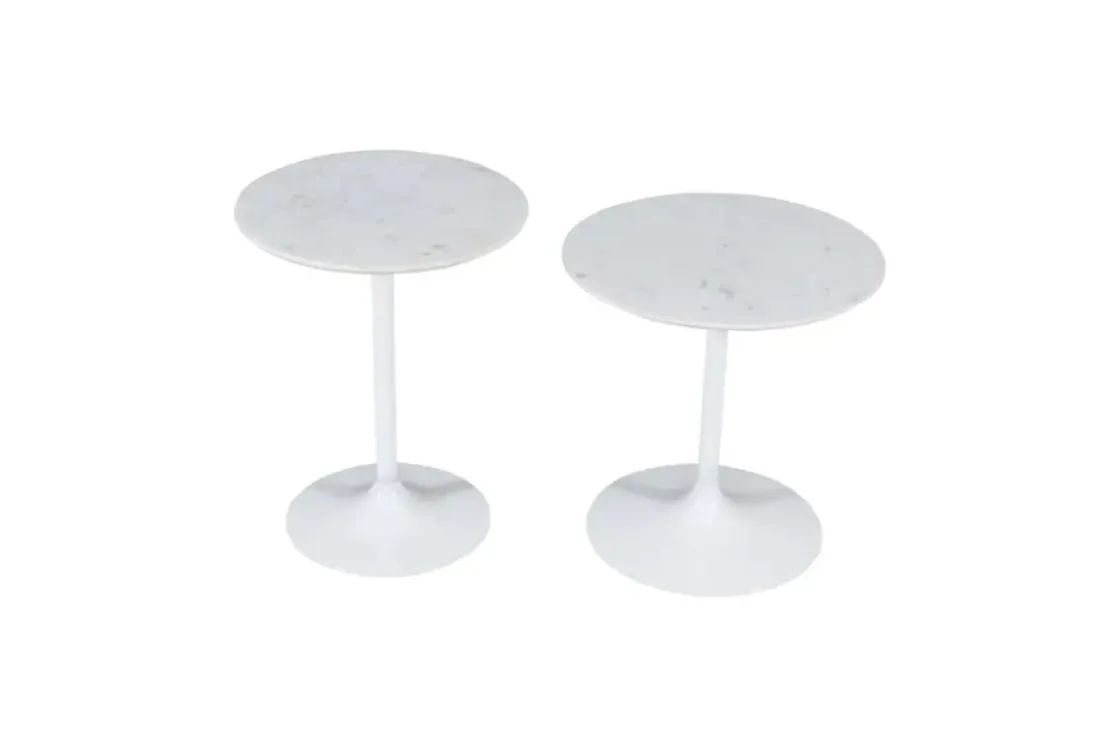 Mor Furniture Camille Nesting Table In White Marble, Set Of 2