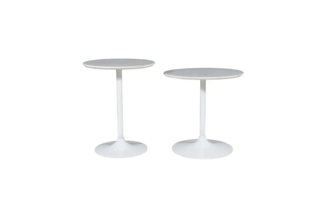 Mor Furniture Camille Nesting Table In White Marble, Set Of 2
