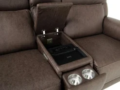 Mor Furniture Cannes 3 Power Theater Console Loveseat W/ Immersive Sound In Jumbo Bark
