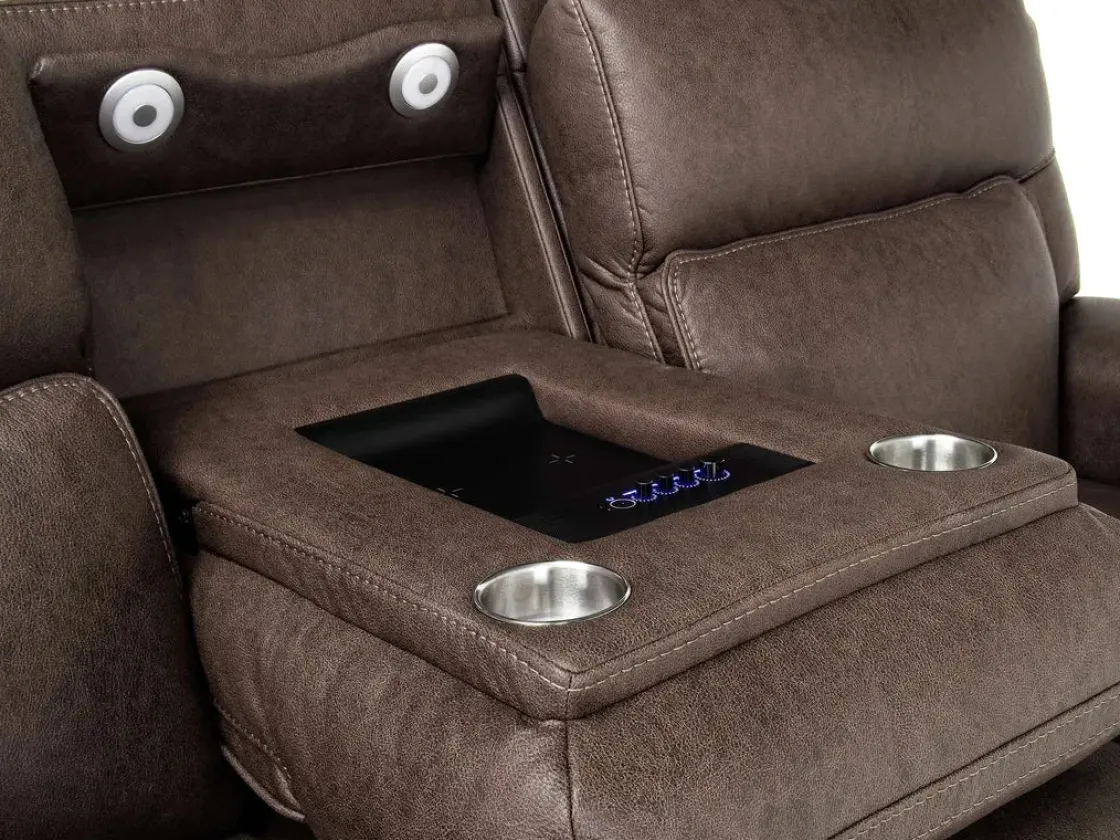 Mor Furniture Cannes 3 Power Theater Sofa W/ Immersive Sound In Maze Tan