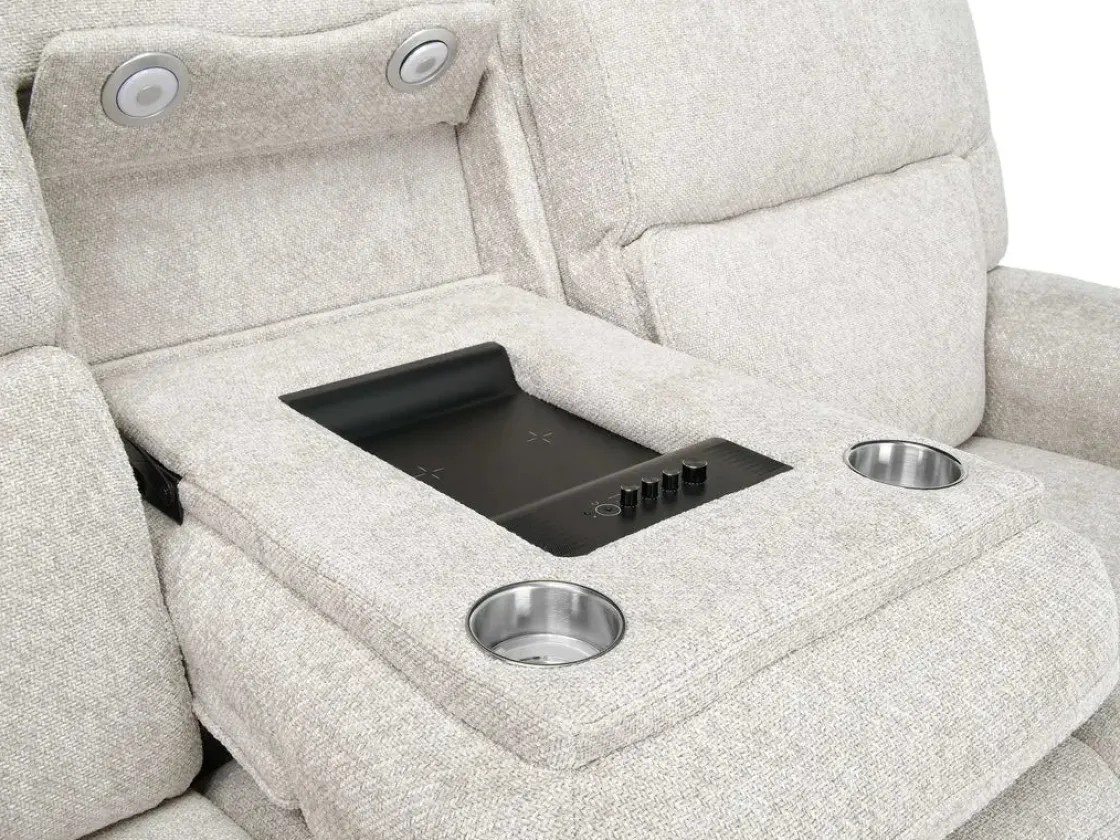 Mor Furniture Cannes 3 Power Theater Sofa W/ Immersive Sound In Maze Tan