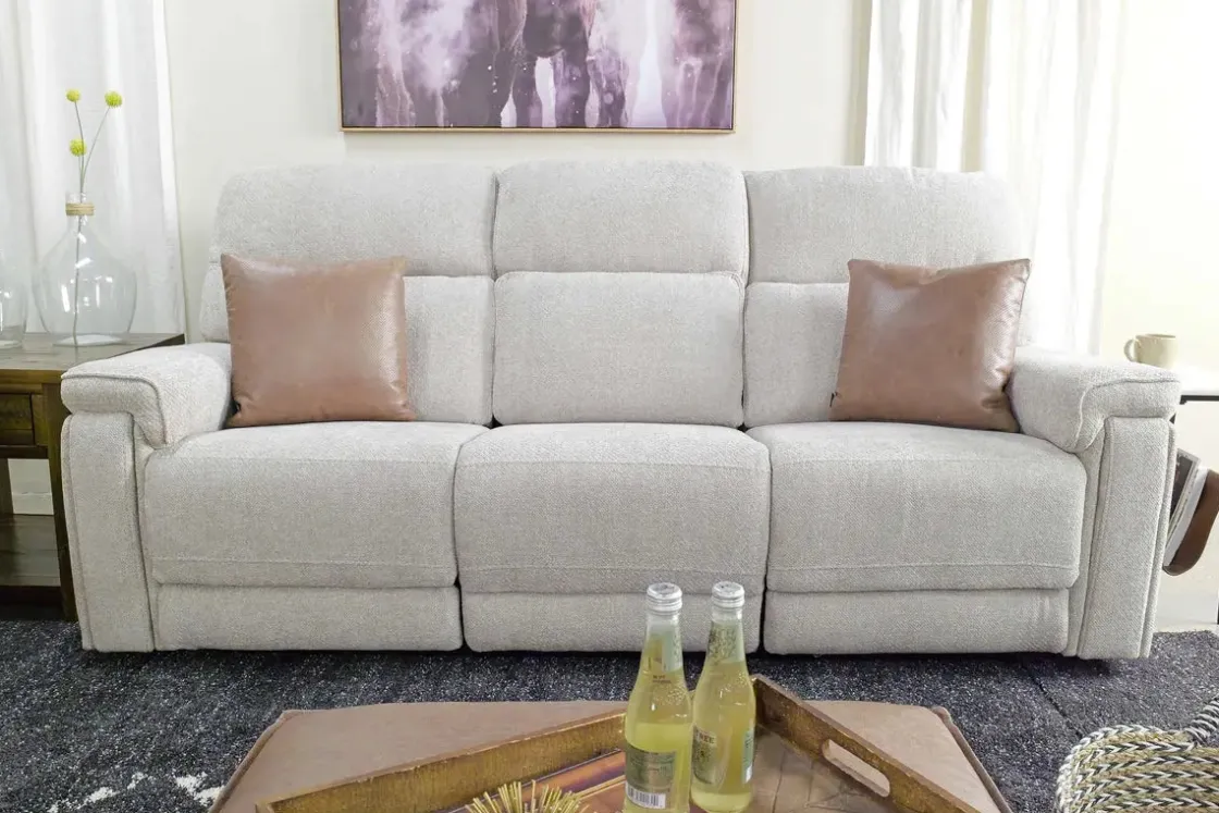 Mor Furniture Cannes 3 Power Theater Sofa W/ Immersive Sound In Maze Tan