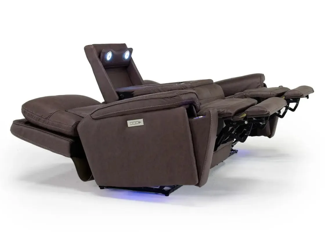 Mor Furniture Cannes 3 Power Theater Sofa W/ Immersive Sound In Maze Tan