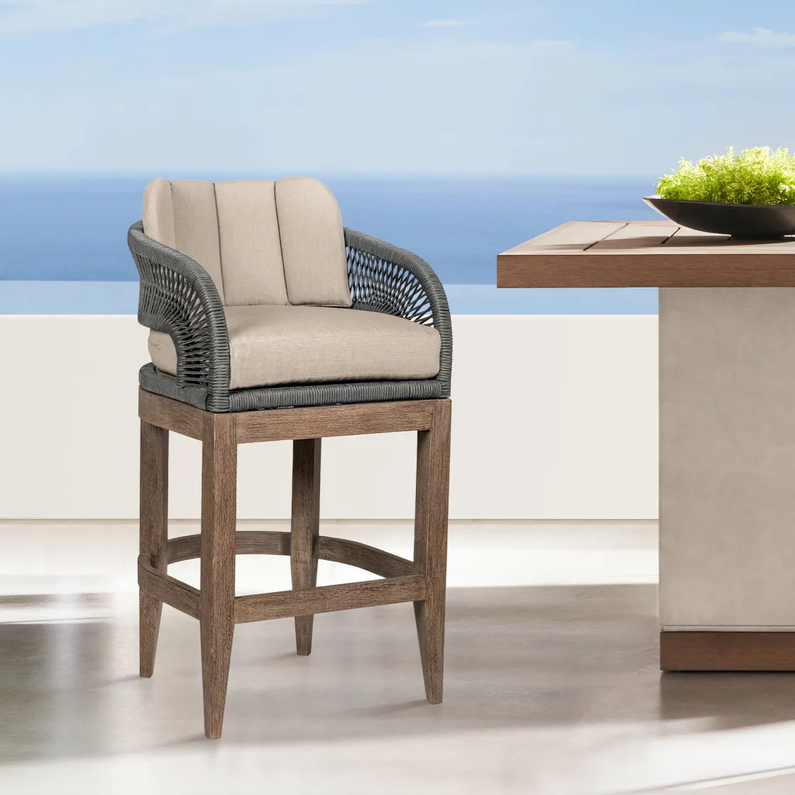 Mor Furniture Capri Outdoor Barstool In Taupe