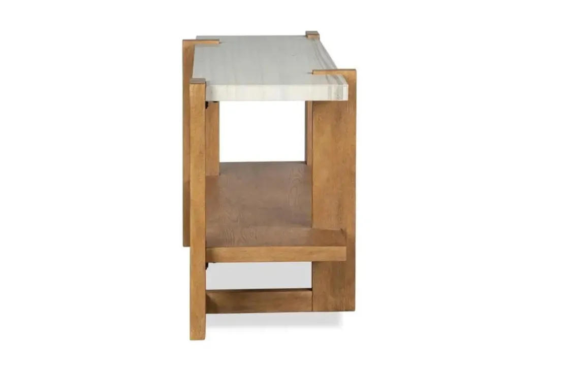 Mor Furniture Carrington Sofa Table In Honey Wheat
