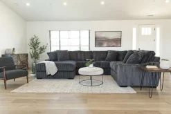 Mor Furniture Casper 4 Piece Loveseat Chaise Sectional In Pony Slate, Left Facing