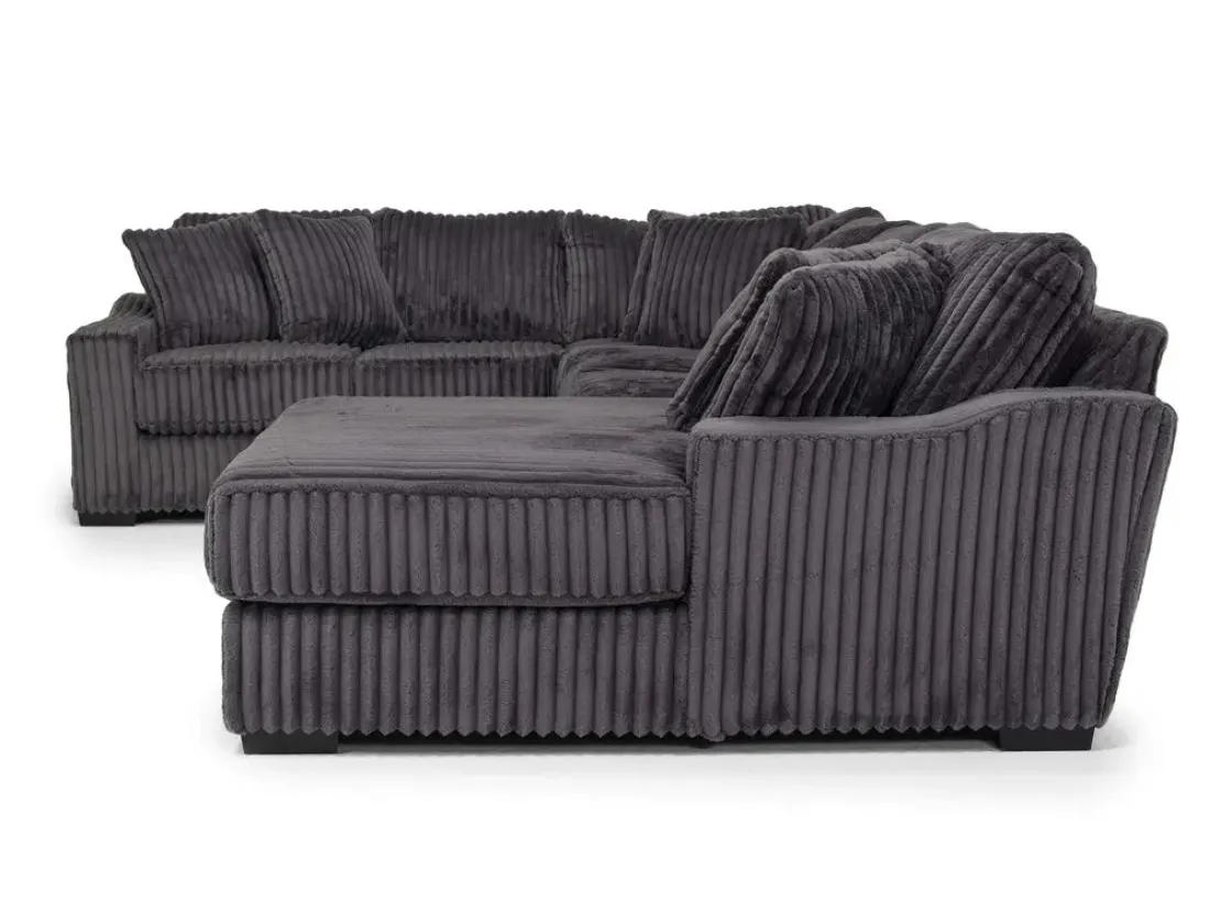 Mor Furniture Casper 4 Piece Loveseat Chaise Sectional In Pony Slate, Left Facing