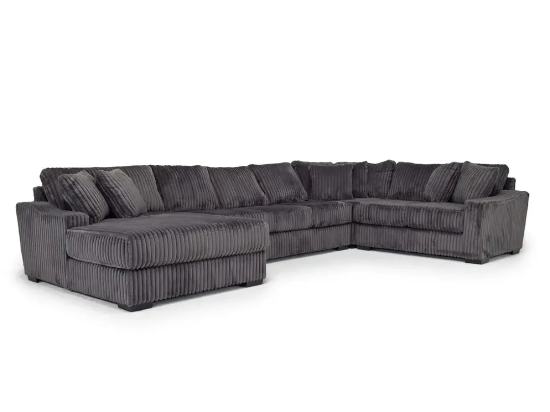 Mor Furniture Casper 4 Piece Sofa Chaise Sectional In Pony Slate, Left Facing