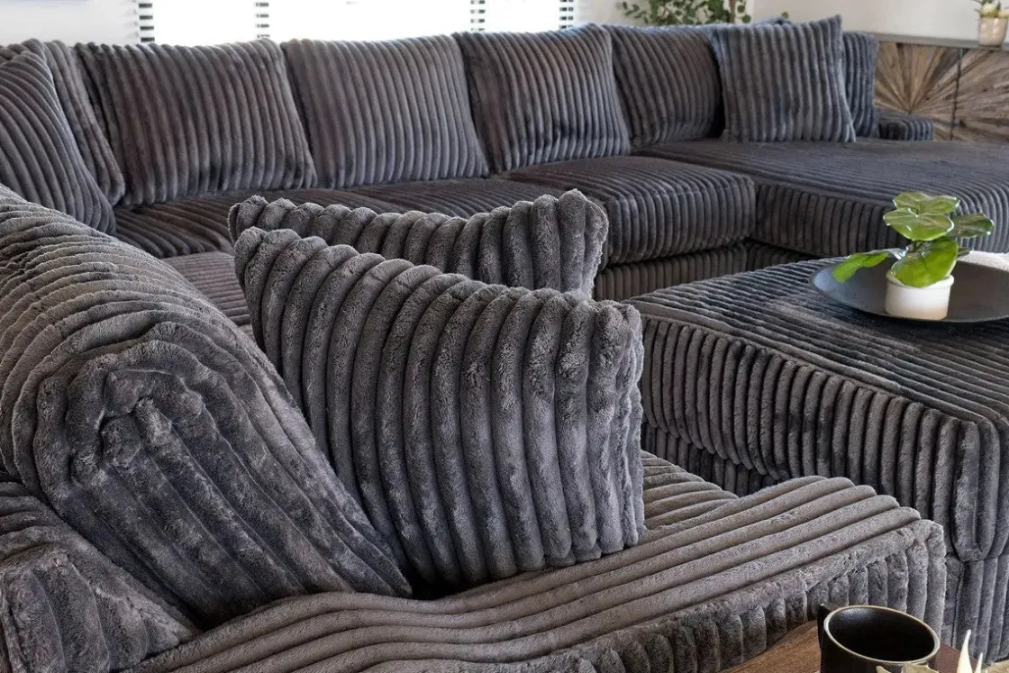 Mor Furniture Casper 4 Piece Sofa Chaise Sectional In Pony Slate, Left Facing